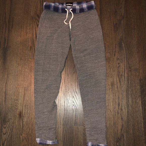 MONROW Plaid Fold Over Sweatpants - Picture 6 of 8